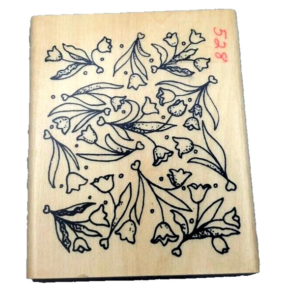 Anita's Flower Background Tulips Daffodils Rubber Stamp Wood #D19 - Picture 4 of 4